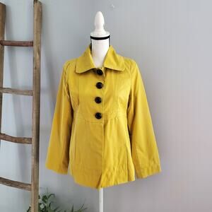 Mossimo Women's Yellow Pleated Peacoat Jacket Size S